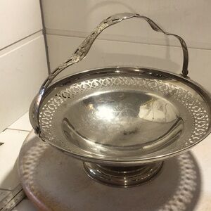 Vintage silver plate pedestal bride basket compote.likely antique